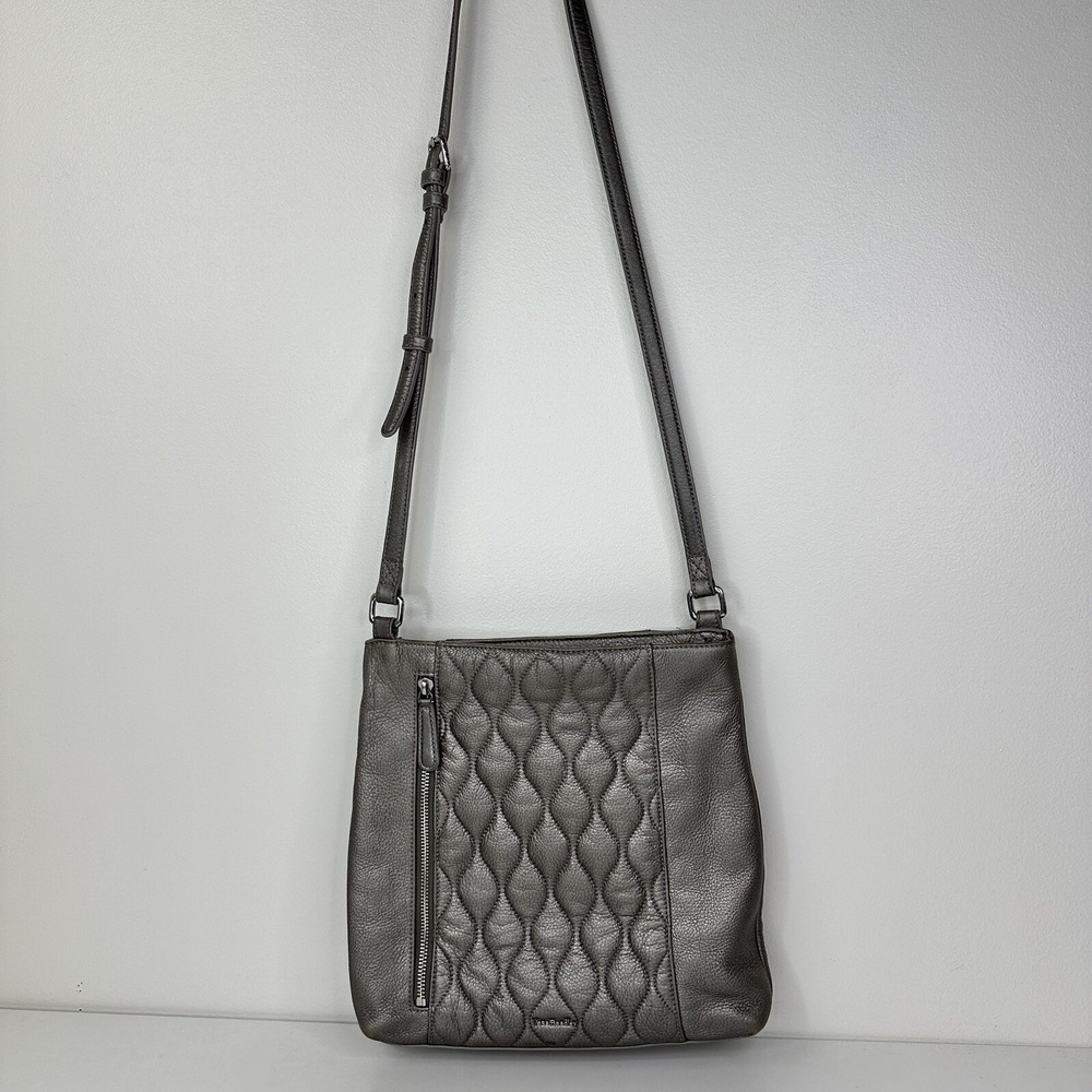 Vera Bradley Quilted Leather Molly Crossbody Purse Silver Metallic Crossbody Bag